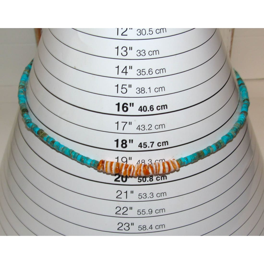 Navajo Rolled Shell Orange Spiny & Turquoise Heishi Choker