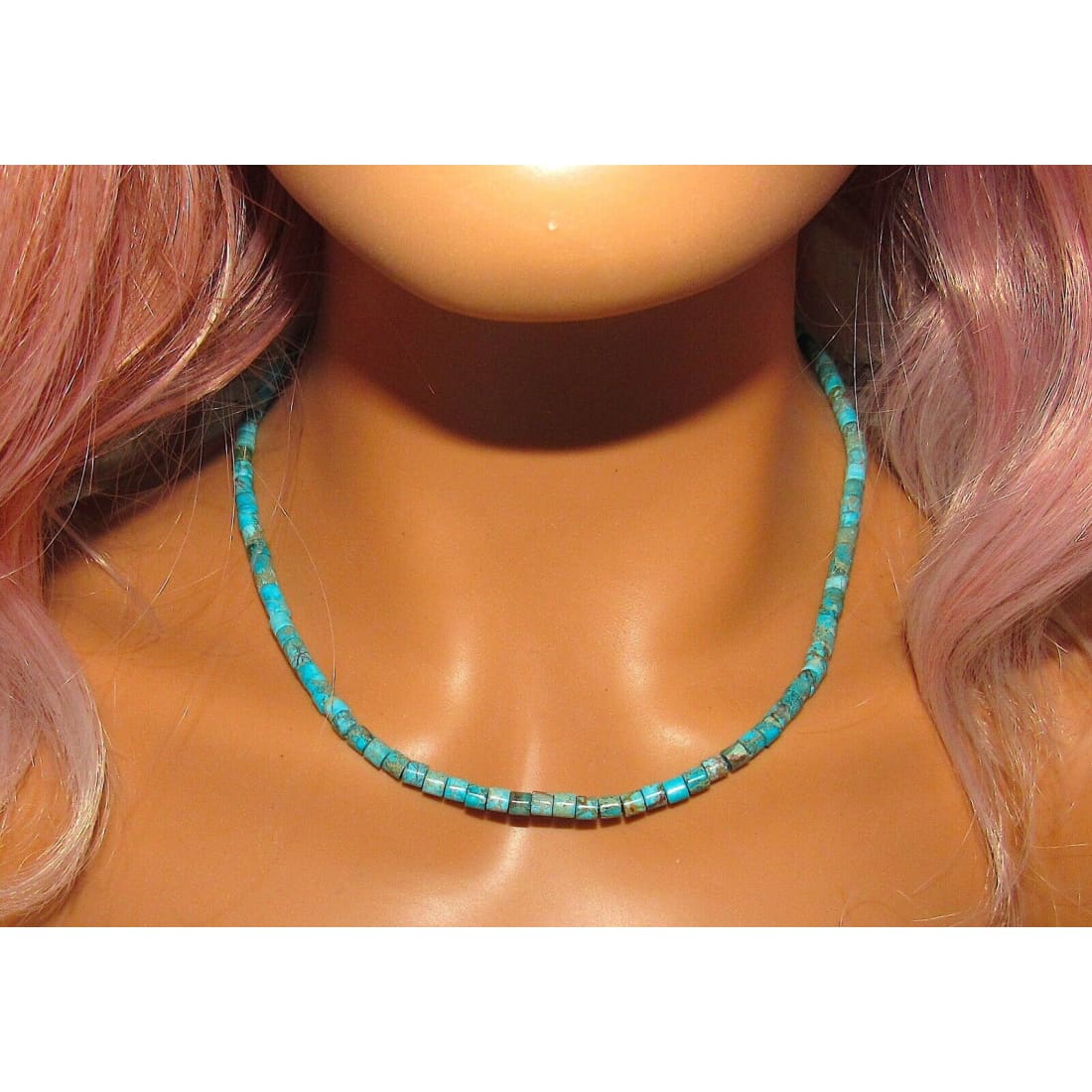 Navajo Rolled Turquoise Heishi Choker Necklace Native
