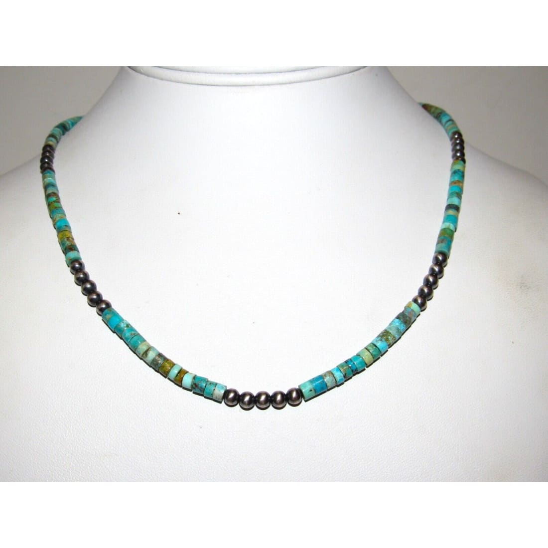 Navajo Rolled Turquoise & Navajo Pearls Heishi Choker