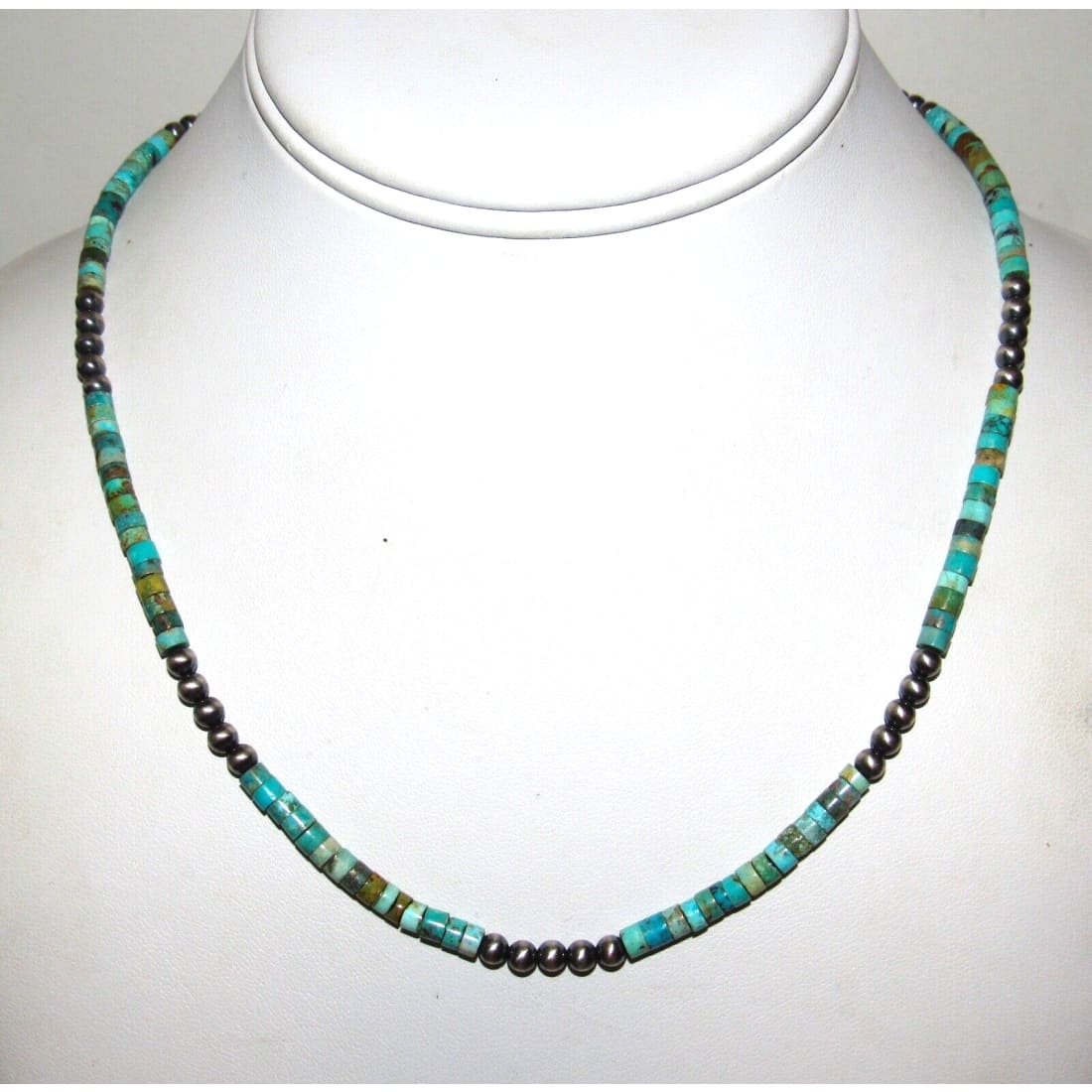 Navajo Rolled Turquoise & Navajo Pearls Heishi Choker