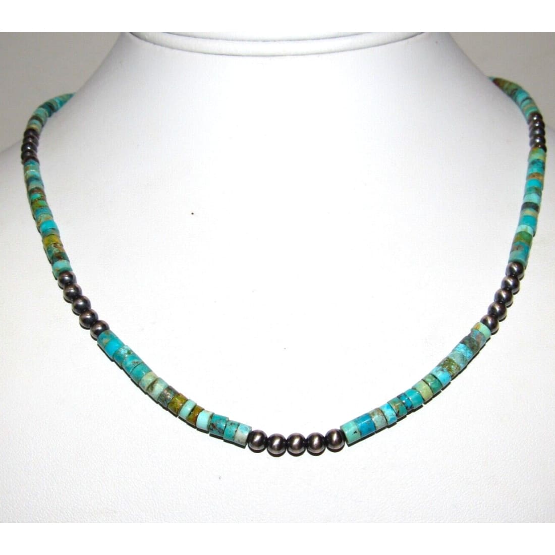 Navajo Rolled Turquoise & Navajo Pearls Heishi Choker
