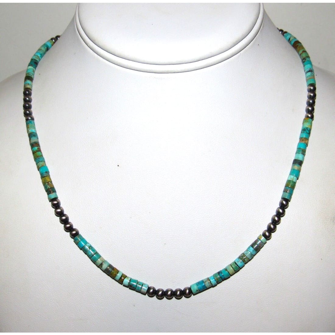 Navajo Rolled Turquoise & Navajo Pearls Heishi Choker