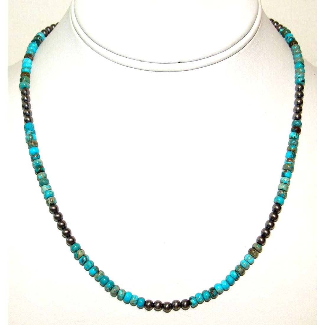 Navajo Rolled Turquoise & Navajo Pearls Heishi Choker