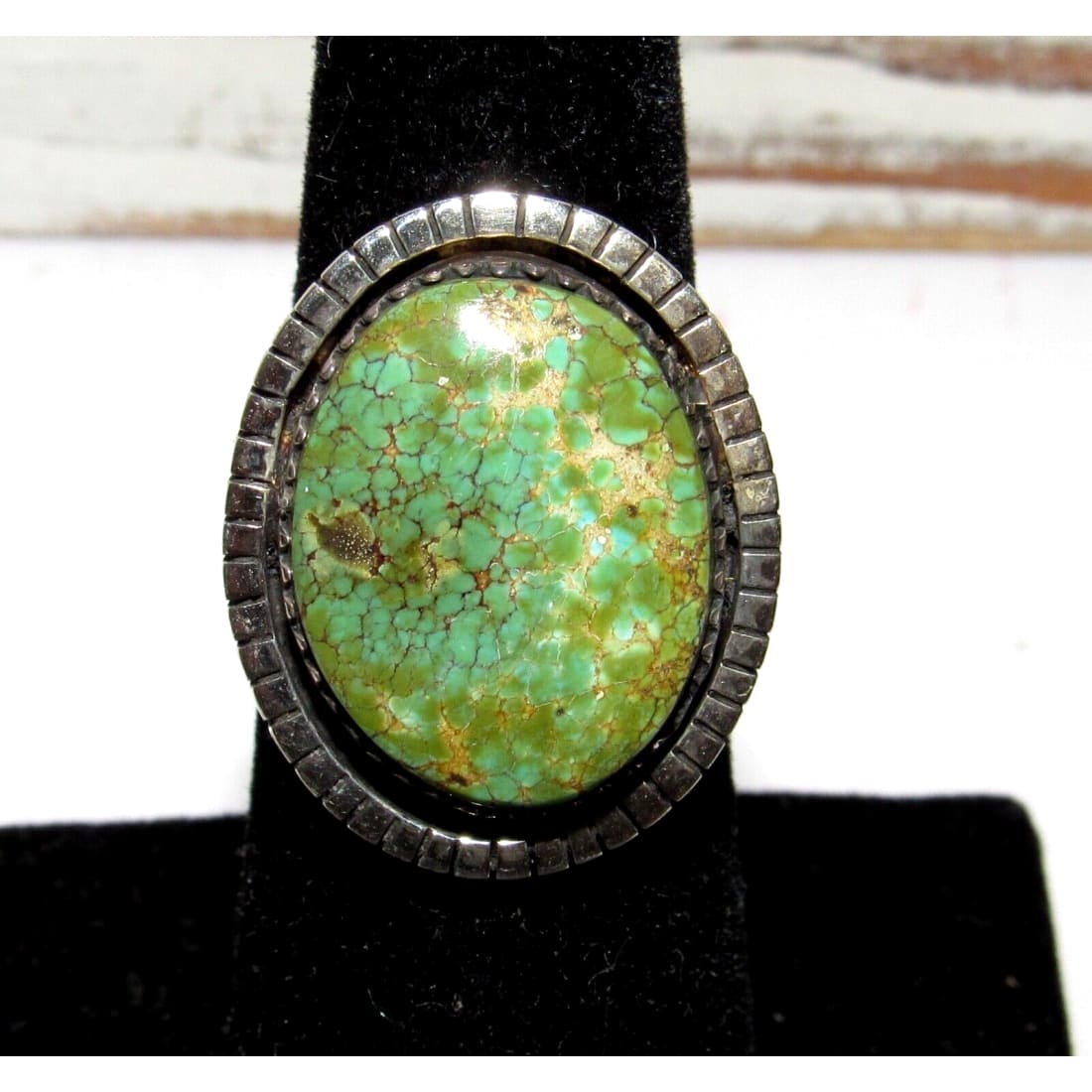 Navajo Royston Green Turquoise Ring Size 6 Sterling Silver