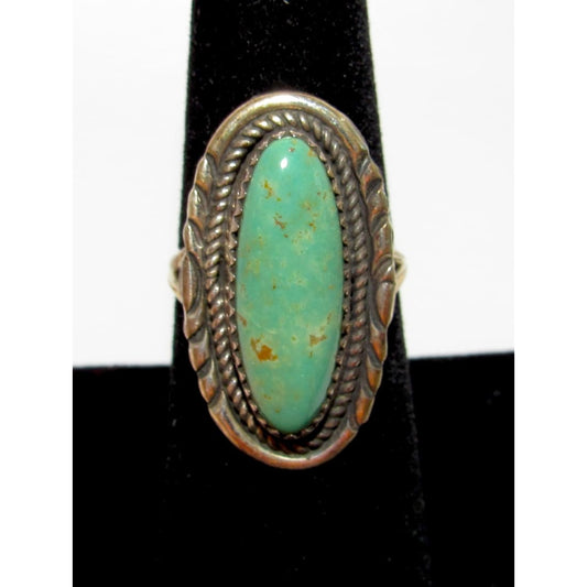 Navajo Royston Green Turquoise Ring Size 7 Sterling Silver