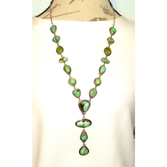 Navajo Royston Mine Turquoise Lariat Necklace Sterling