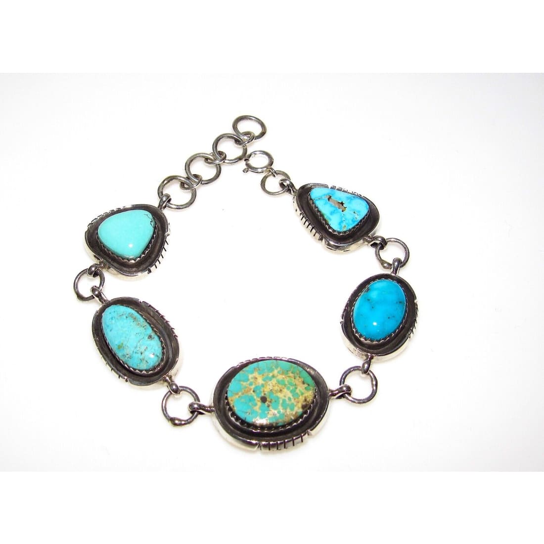 Navajo Royston Turquoise Adjustable Link Bracelet Sterling