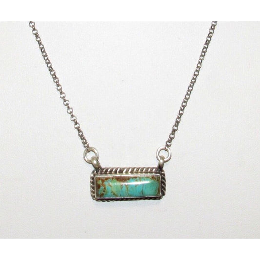 Navajo Royston Turquoise Bar Necklace Sterling Silver Native