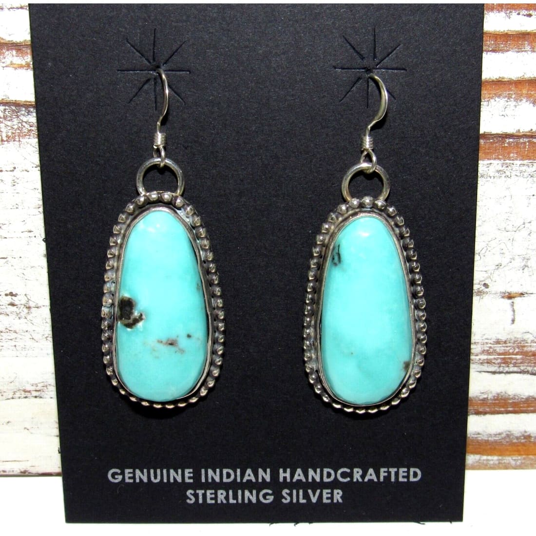 Navajo Royston Turquoise Dangle Earrings Sterling Silver L