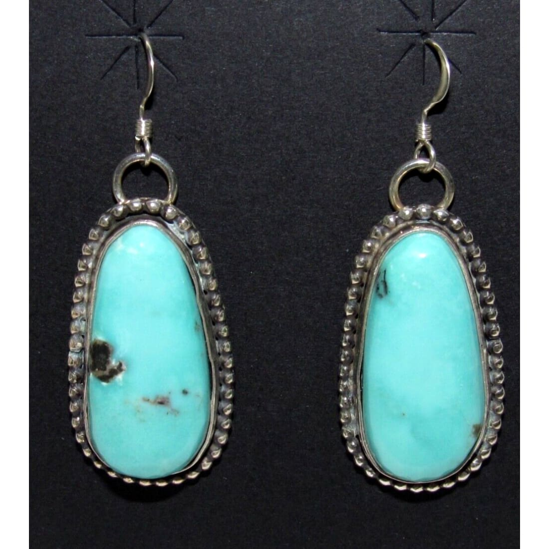 Navajo Royston Turquoise Dangle Earrings Sterling Silver L
