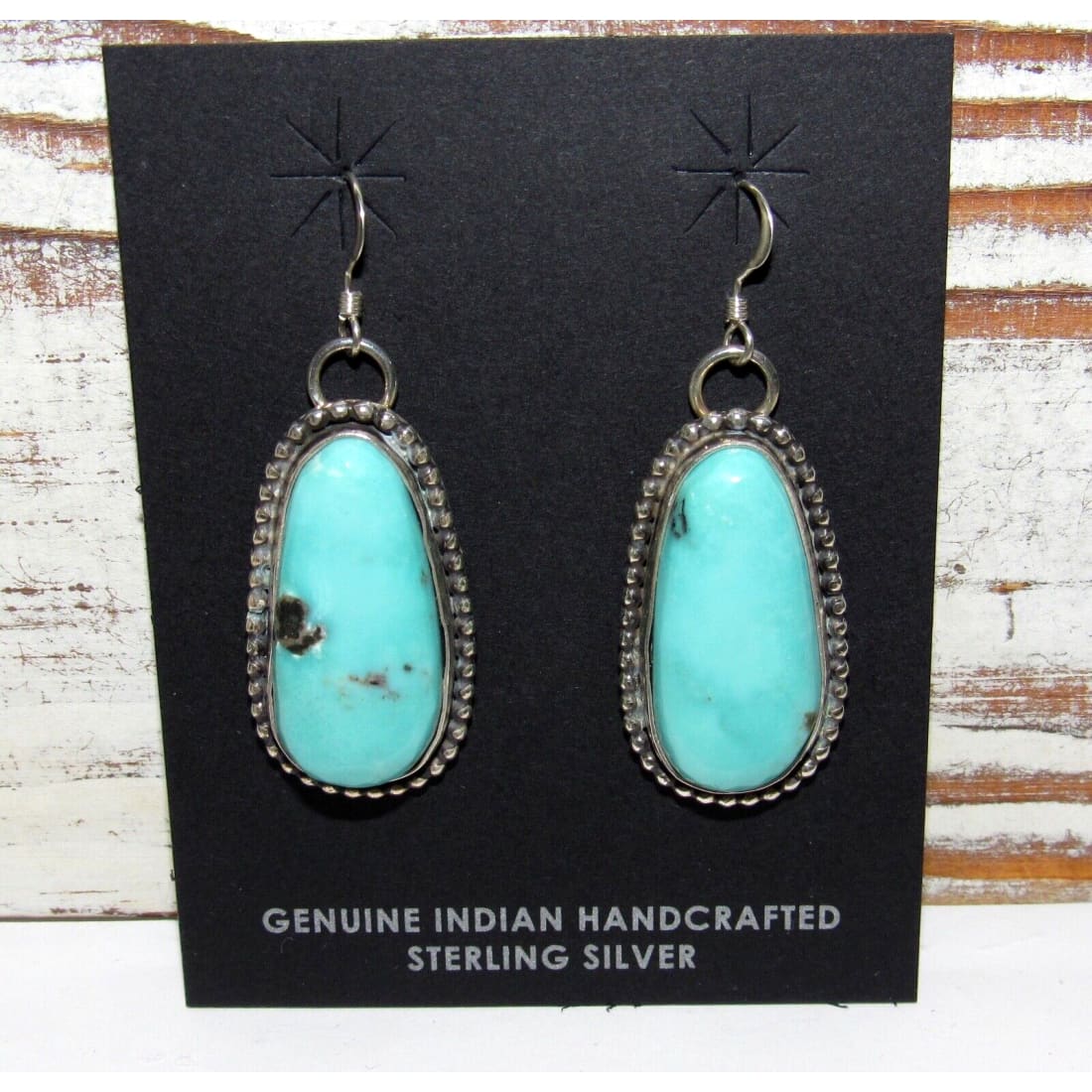 Navajo Royston Turquoise Dangle Earrings Sterling Silver L