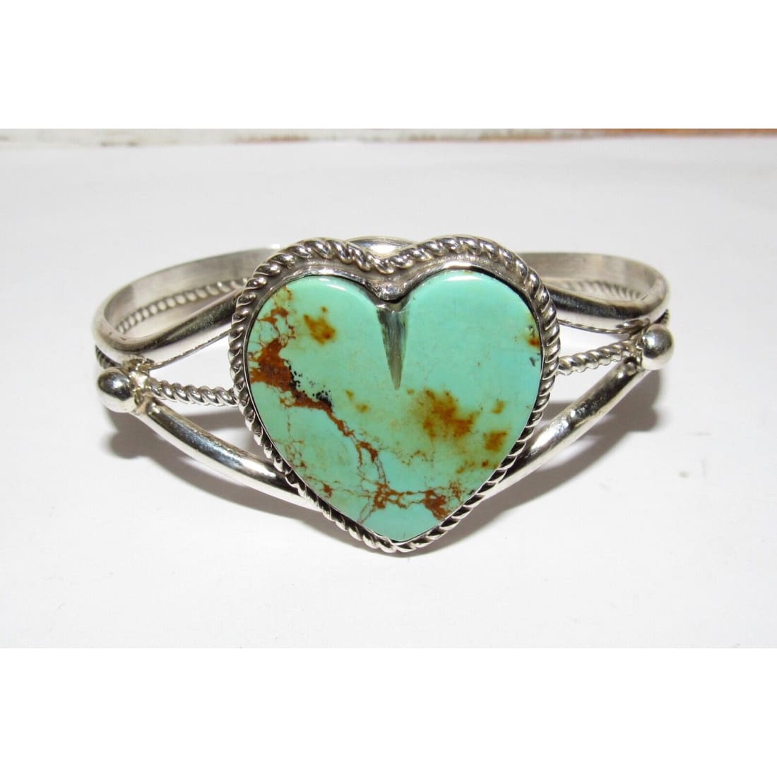 Navajo Royston Turquoise Heart Cuff Bracelet Marcella James