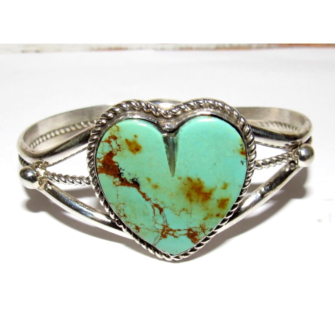 Navajo Royston Turquoise Heart Cuff Bracelet Marcella James