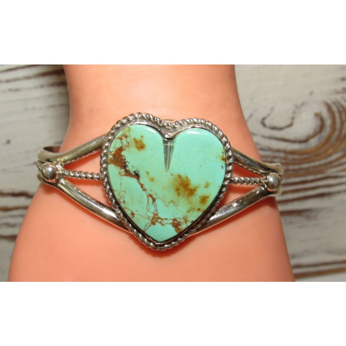 Navajo Royston Turquoise Heart Cuff Bracelet Marcella James