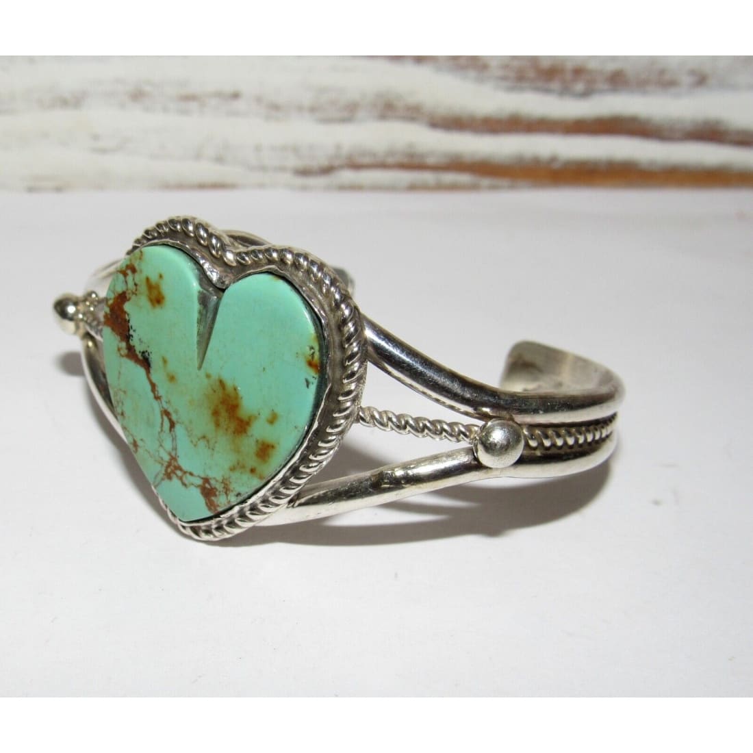 Navajo Royston Turquoise Heart Cuff Bracelet Marcella James