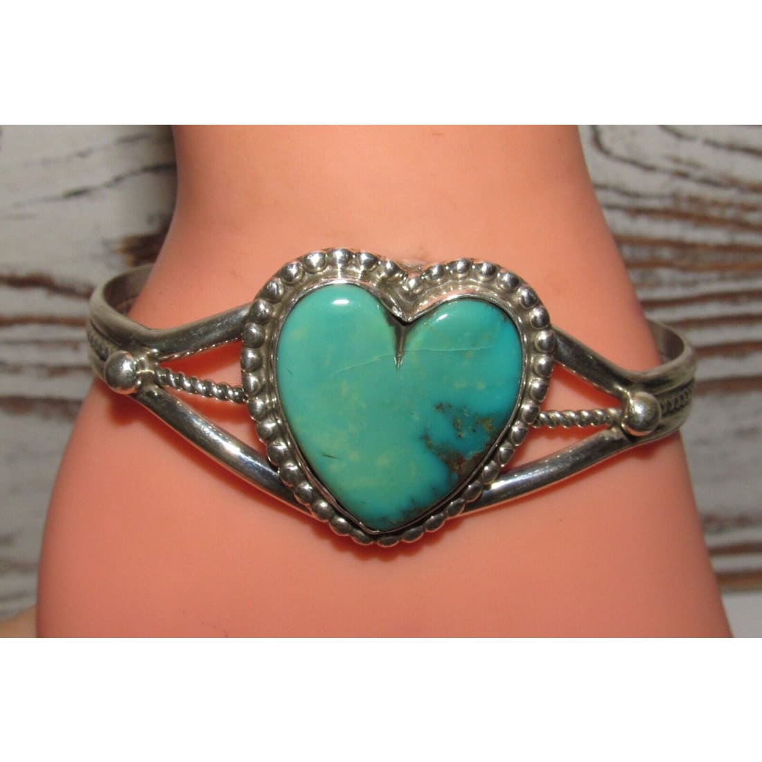 Navajo Royston Turquoise Heart Cuff Bracelet Marcella James