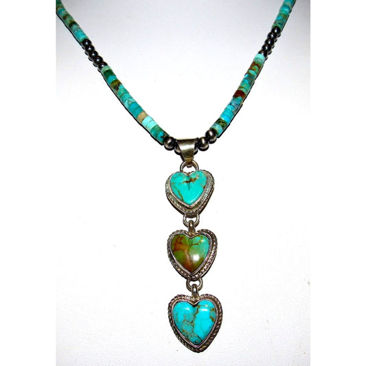 Navajo Royston Turquoise Heart Dangle Pendant Turquoise