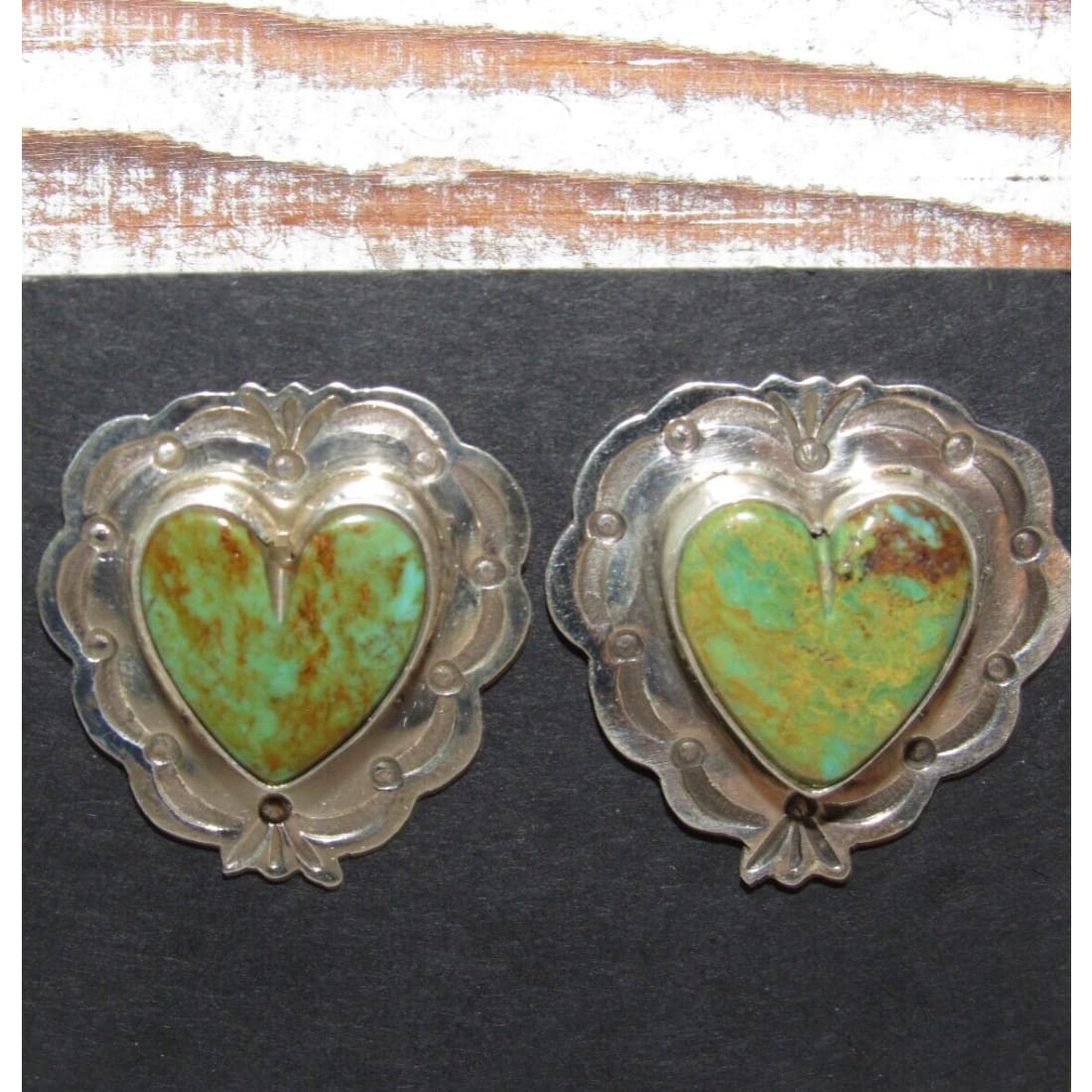 Navajo Royston Turquoise Heart Post Earrings M James