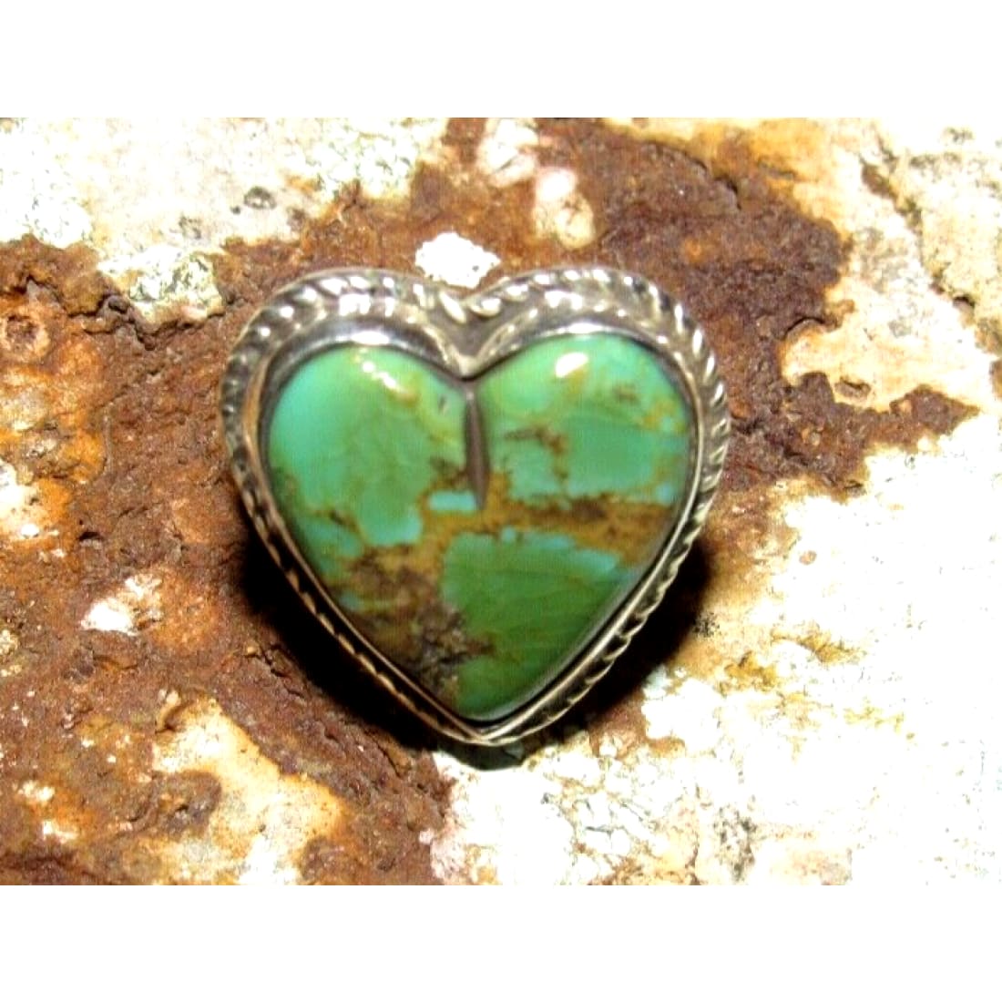Navajo Royston Turquoise Heart Ring Sz 6 Sterling Silver M.