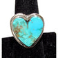 Navajo Royston Turquoise Heart Ring Sz 7.5 Sterling Silver