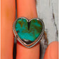 Navajo Royston Turquoise Heart Ring Sz 7.5 Sterling Silver