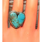 Navajo Royston Turquoise Heart Ring Sz 7.5 Sterling Silver
