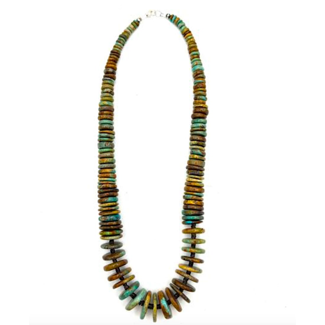 Navajo Royston Turquoise Heishi Necklace Sterling Silver