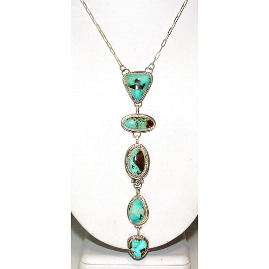 Navajo Royston Turquoise Lariat Necklace Sterling Silver K.