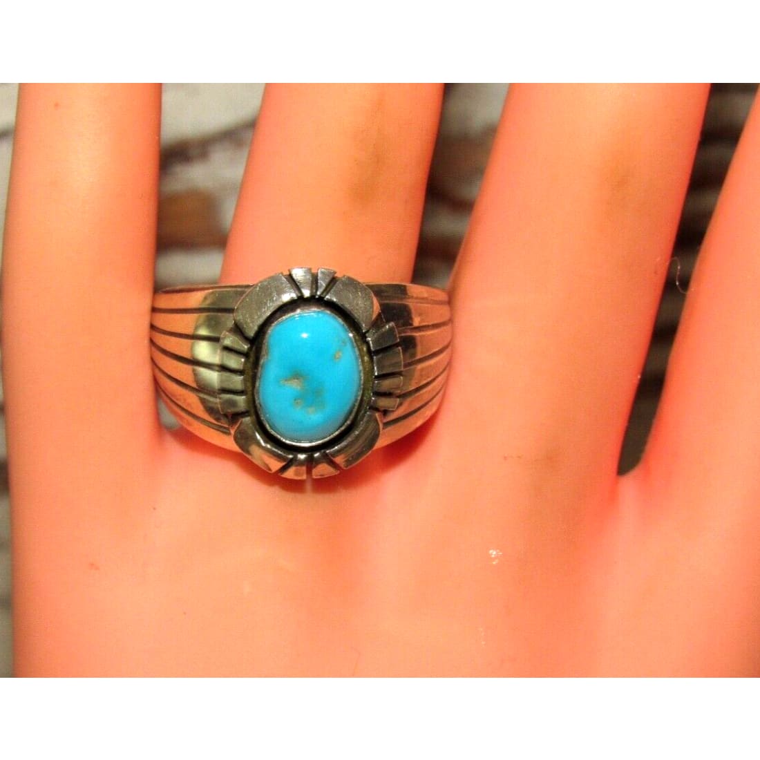Navajo Royston Turquoise Men Ring Size 11 Sterling Silver