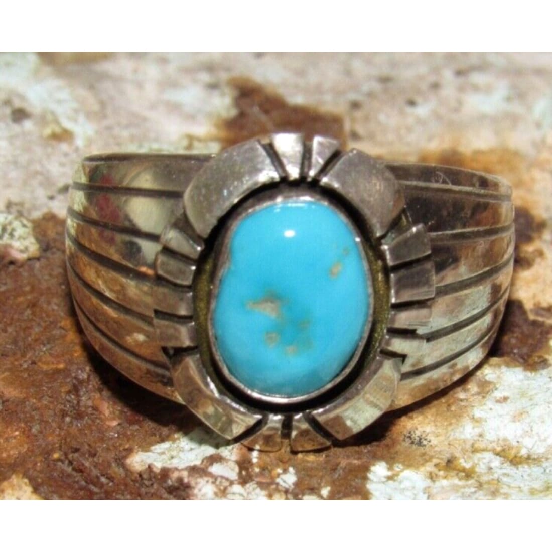 Navajo Royston Turquoise Men Ring Size 11 Sterling Silver