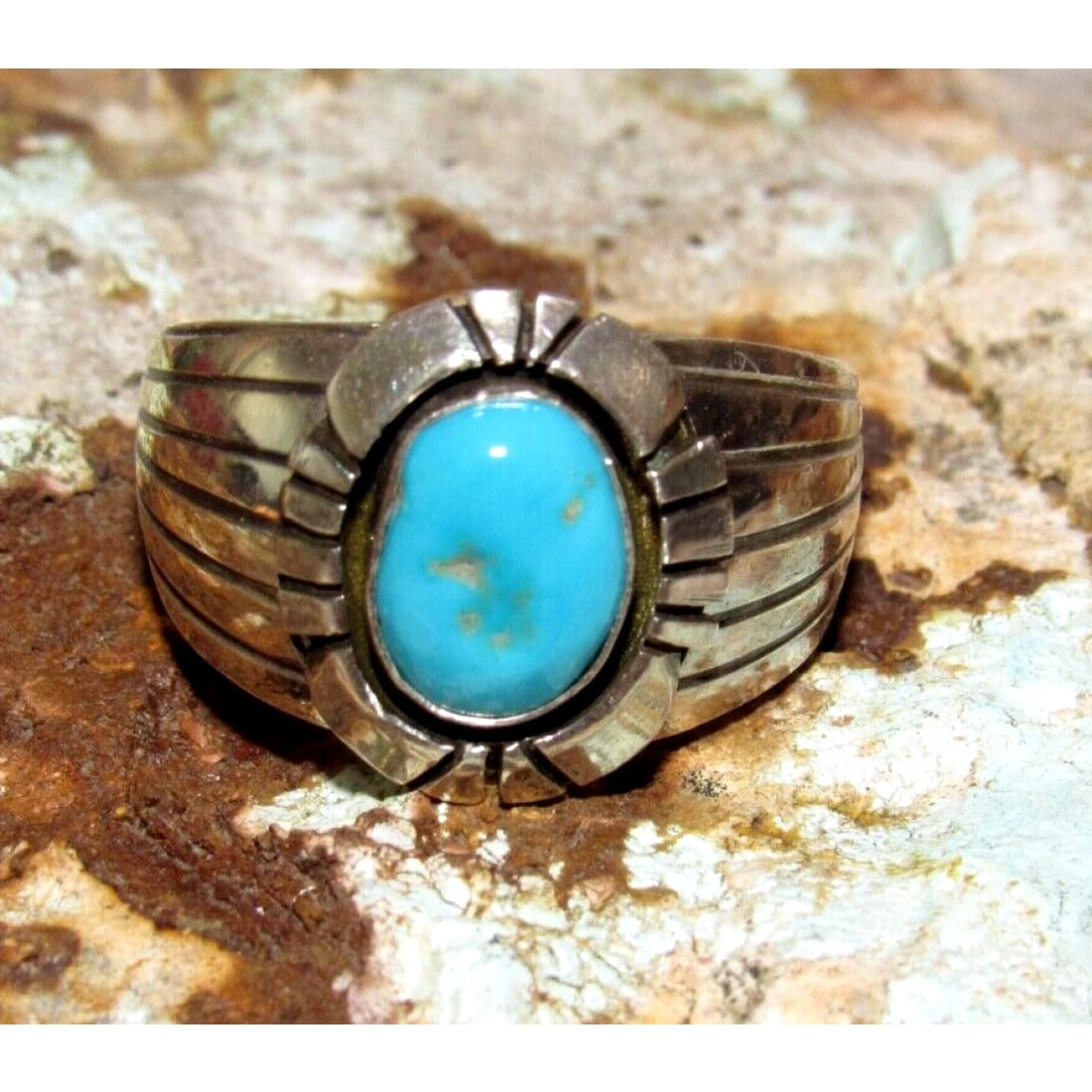 Navajo Royston Turquoise Men Ring Size 11 Sterling Silver