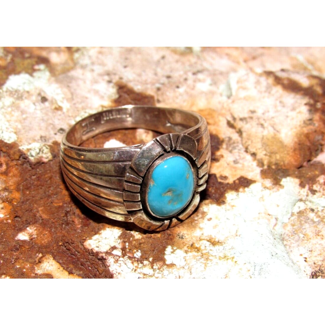 Navajo Royston Turquoise Men Ring Size 11 Sterling Silver