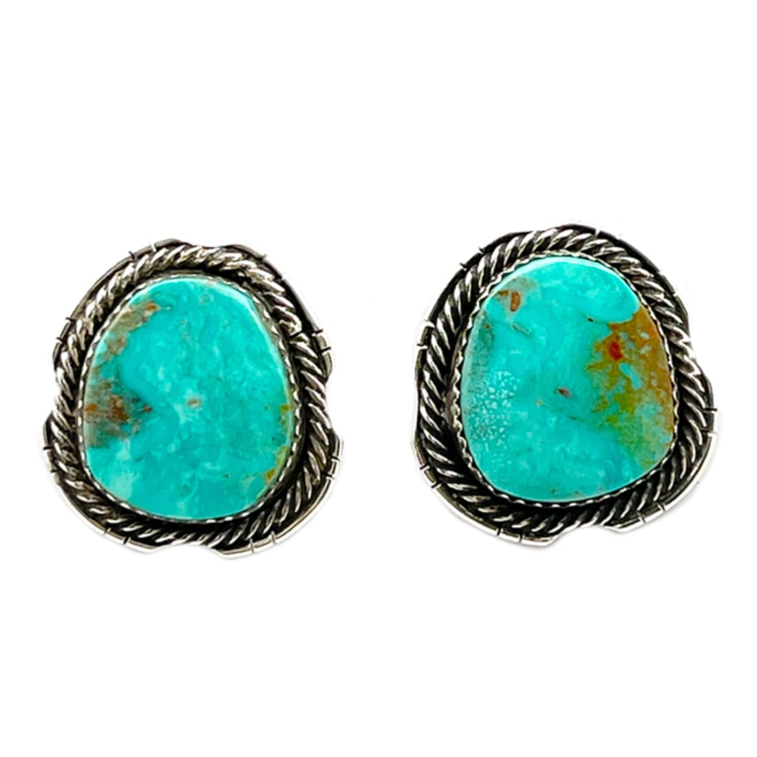 Navajo Royston Turquoise Post Earrings C. Reeves Sterling