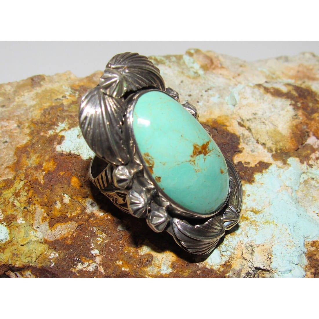 Navajo Royston Turquoise Ring Size 8 Sterling Native
