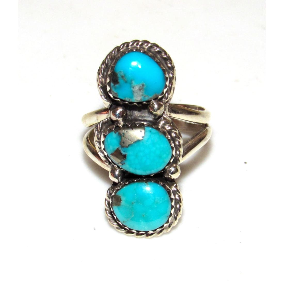 Navajo Royston Turquoise Ring Sz 7.5 Sterling Silver Signed