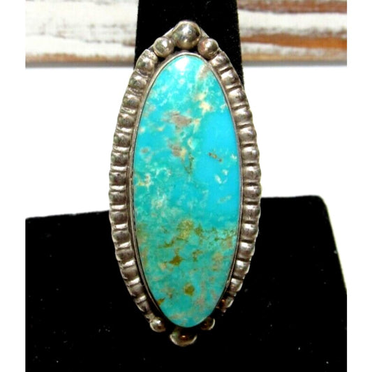 Navajo Royston Turquoise Ring Sz 8 Adjustable Sterling