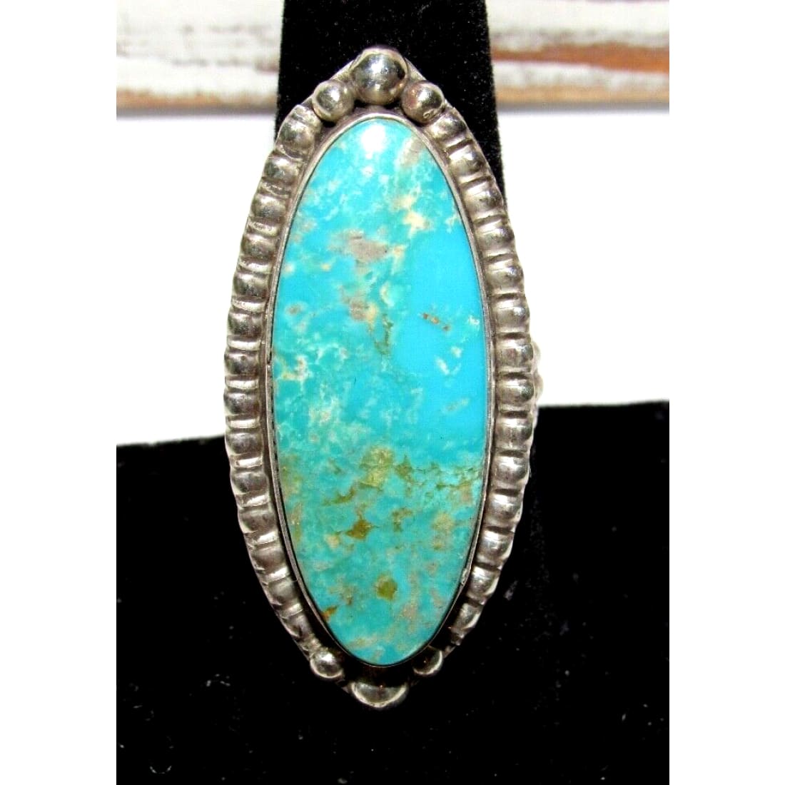 Navajo Royston Turquoise Ring Sz 8 Adjustable Sterling