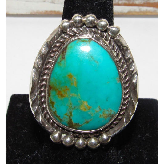Navajo Royston Turquoise Ring Sz 8 Sterling Silver Phil