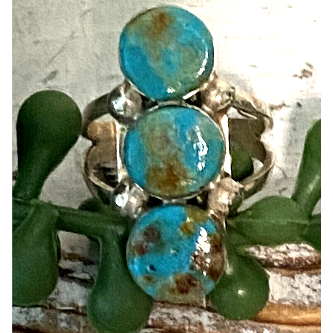 Navajo Royston Turquoise s Stone Design Ring Sz 8.5 Sterling