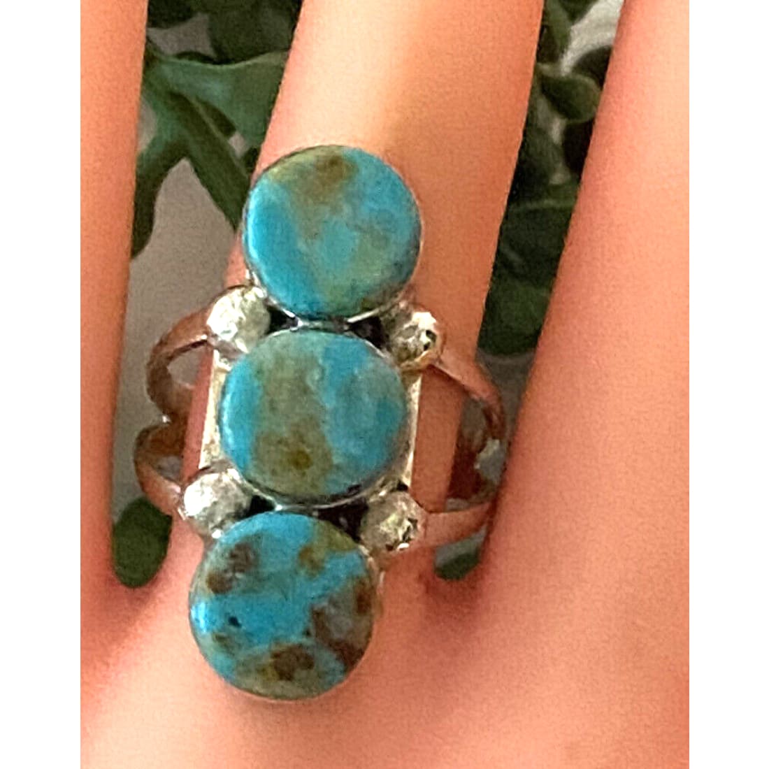 Navajo Royston Turquoise s Stone Design Ring Sz 8.5 Sterling