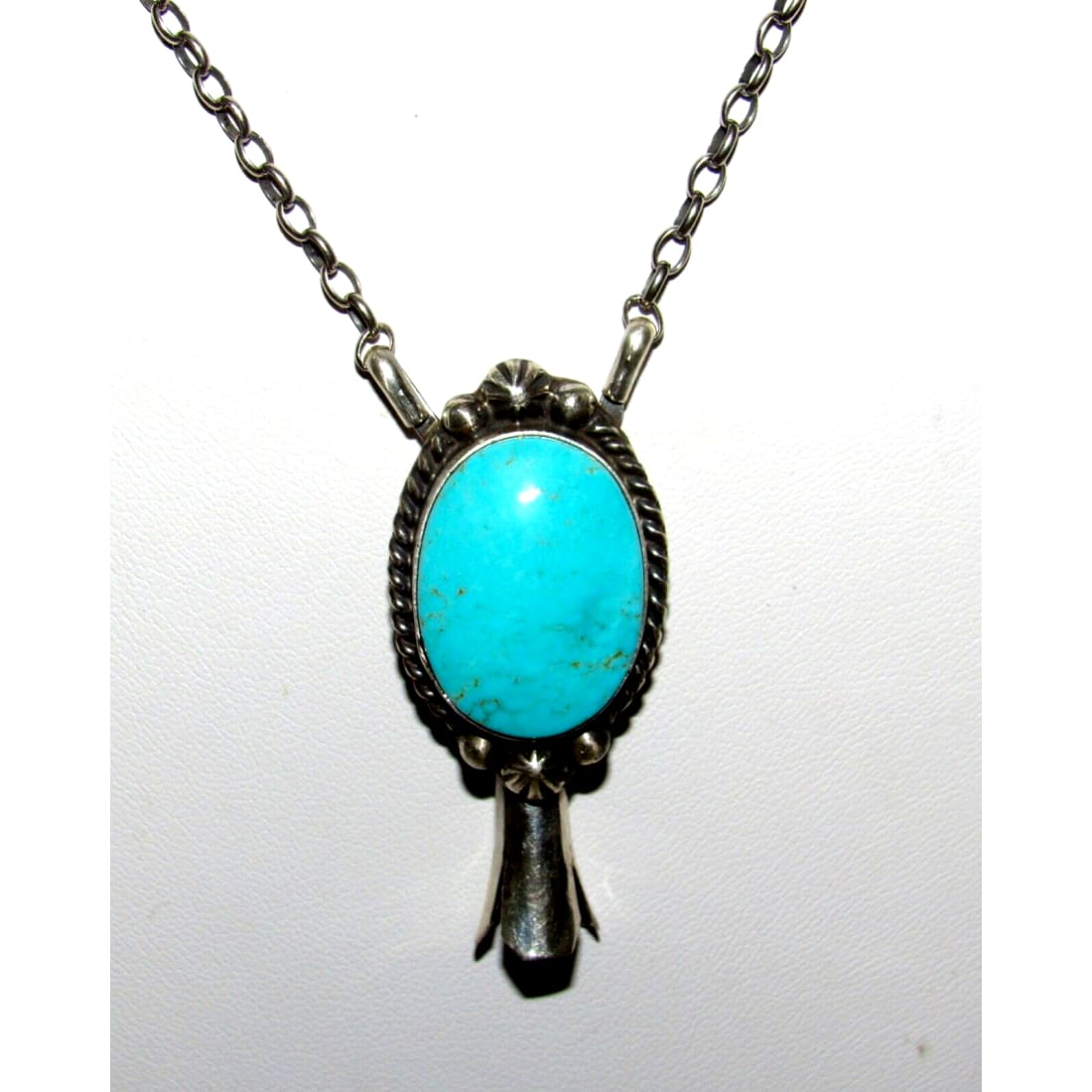 Navajo Royston Turquoise Squash Blossom Necklace Sterling