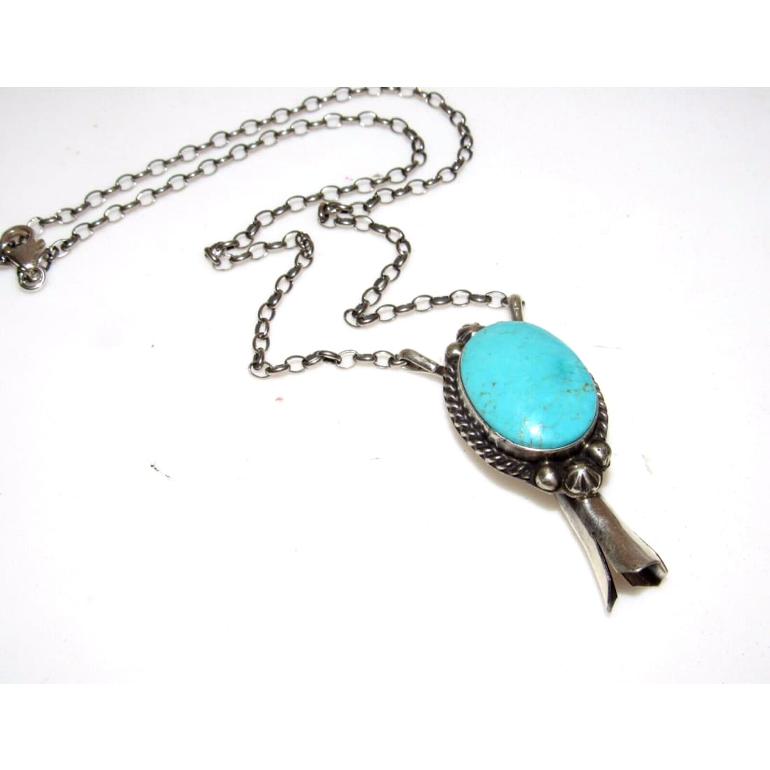Navajo Royston Turquoise Squash Blossom Necklace Sterling