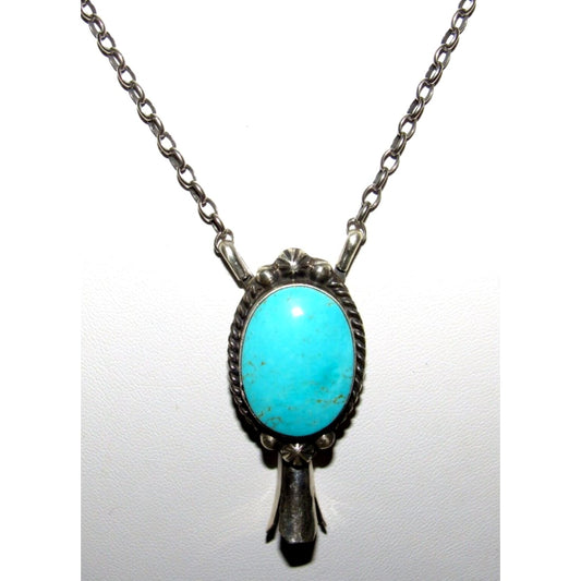 Navajo Royston Turquoise Squash Blossom Necklace Sterling