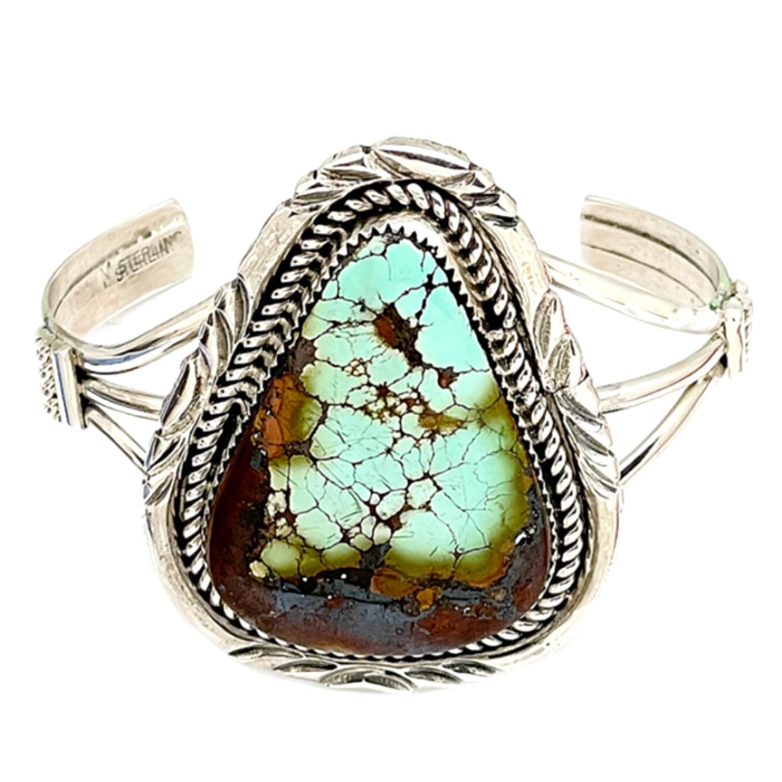 Navajo Royston Turquoise Statement Cuff Bracelet Sterling