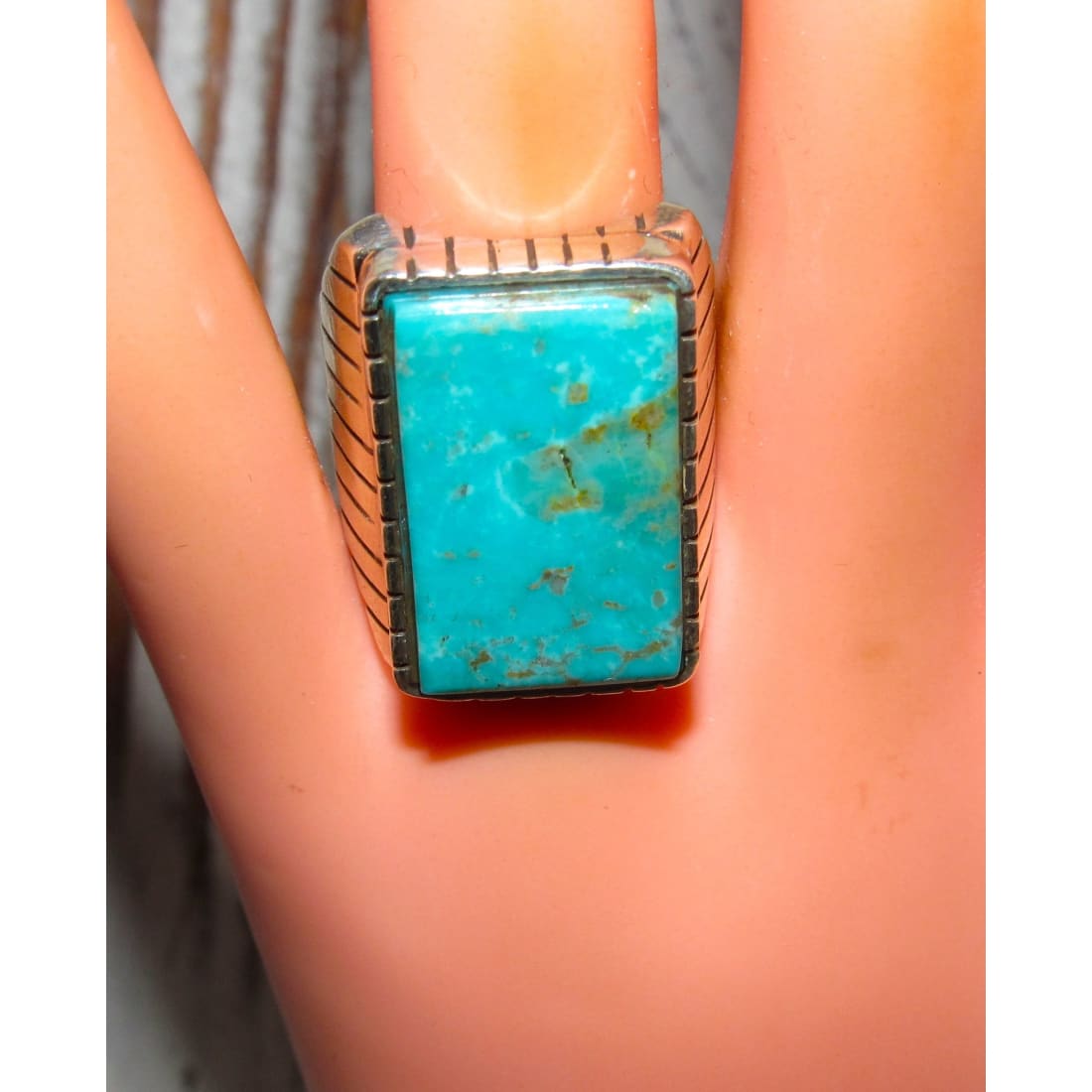 Navajo Royston Turquoise Statement Men Ring Sz 8.5 R. Jack