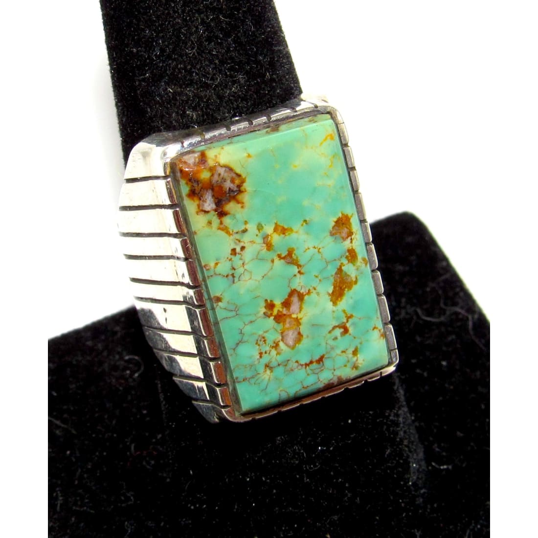 Navajo Royston Turquoise Statement Men Ring Sz 9 R. Jack