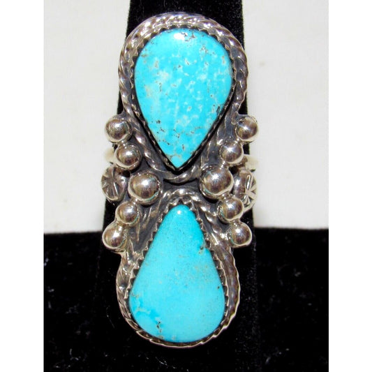Navajo Royston Turquoise Statement Ring Sz 7 Sterling