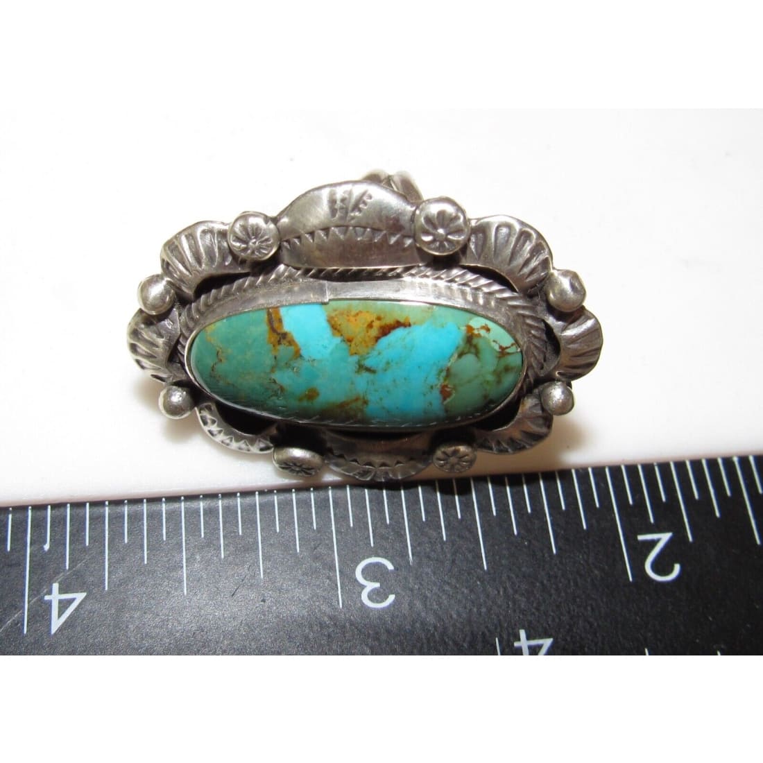 Navajo Royston Turquoise Statement Ring Sz 7 Sterling Silver
