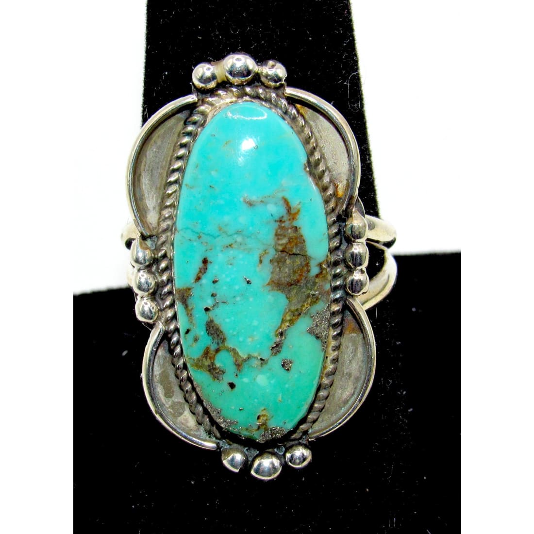 Navajo Royston Turquoise Statement Ring Sz 8.5 Sterling
