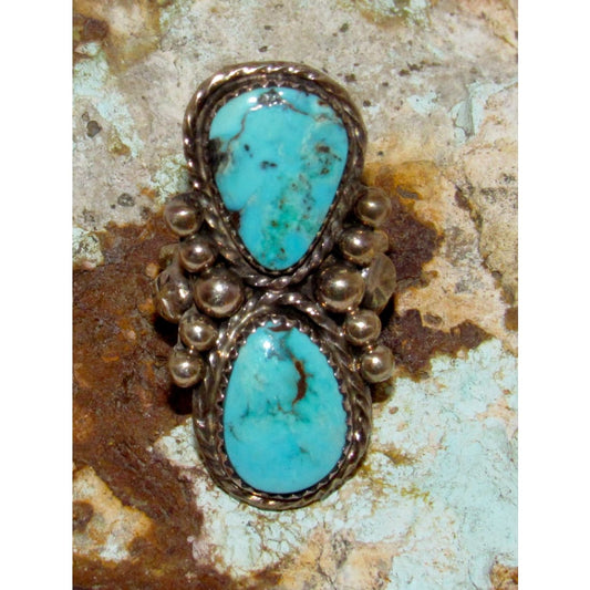 Navajo Royston Turquoise Statement Ring Sz 9 Sterling